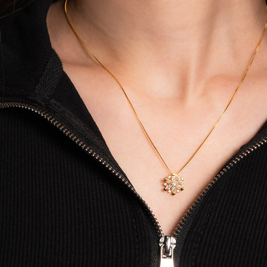 Snowflake-Plated Gold Sterling Silver Necklace