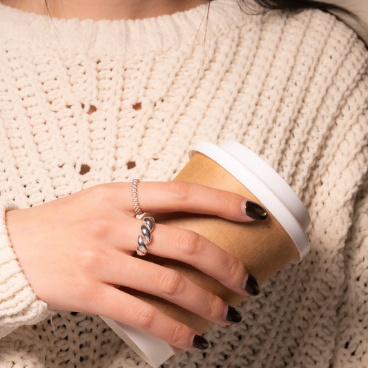 Twist Textured Sterling Silver Open Ring