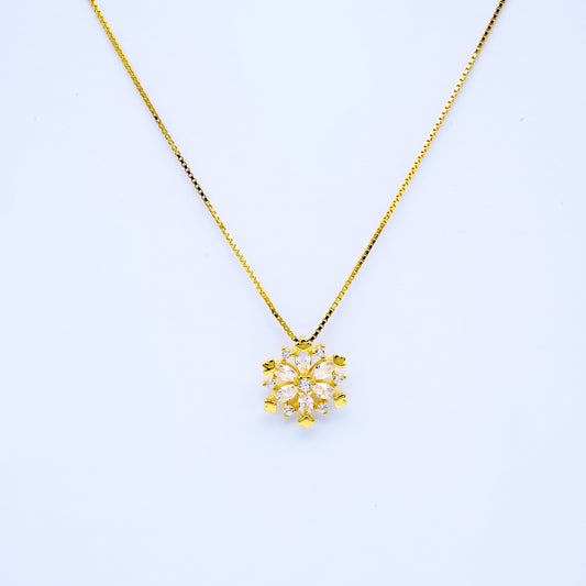 Snowflake-Plated Gold Sterling Silver Necklace