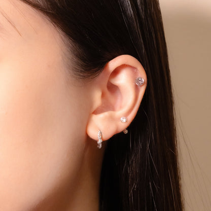 Minimal Knot Sterling Silver Huggie Earrings