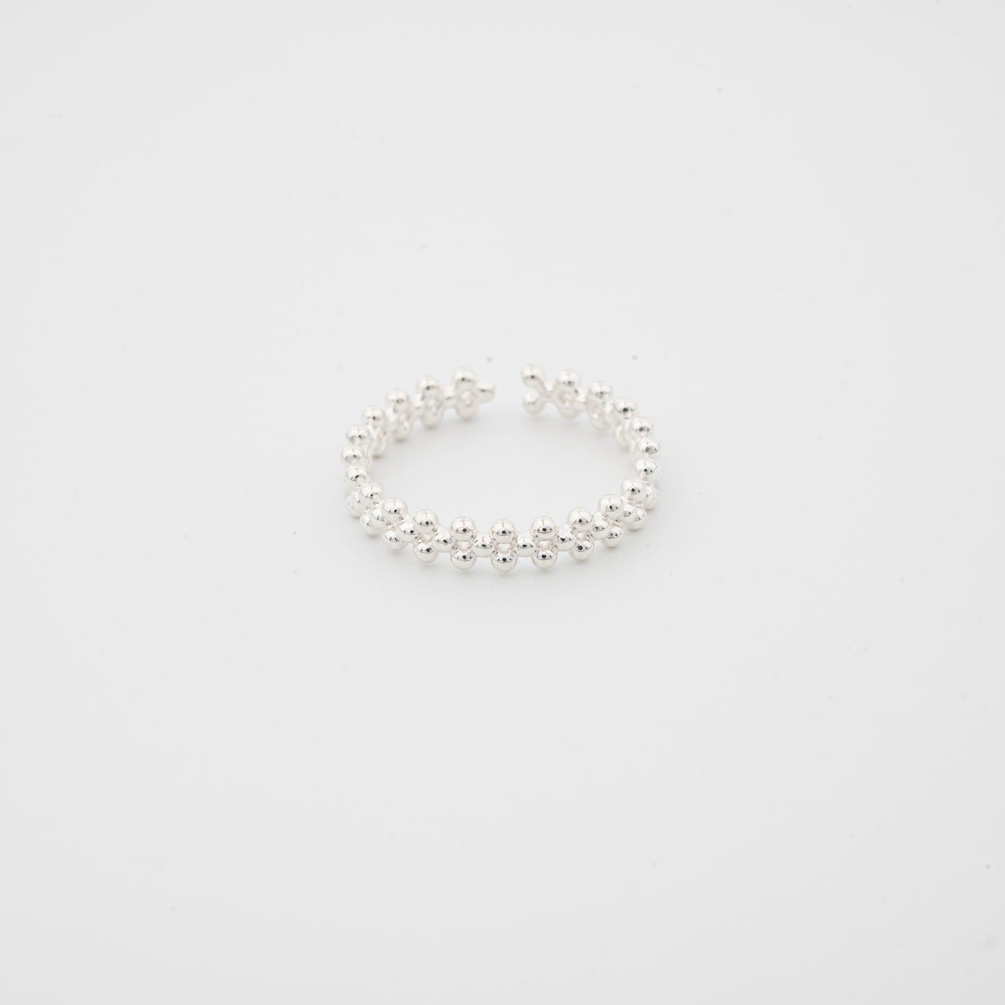 Minimal Beaded Open Ring in Sterling Silver