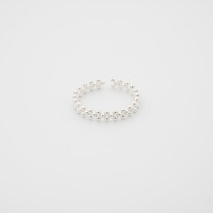 Minimal Beaded Open Ring in Sterling Silver