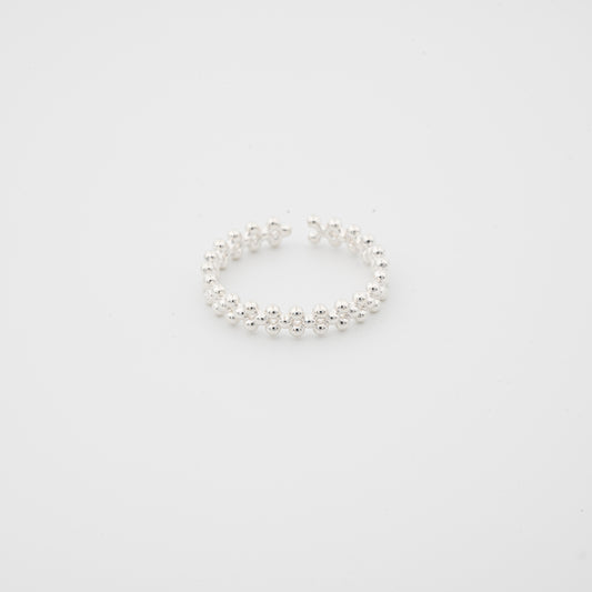 Minimal Beaded Open Ring in Sterling Silver