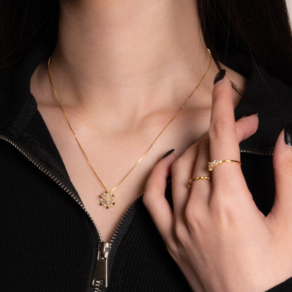 Snowflake-Plated Gold Sterling Silver Necklace