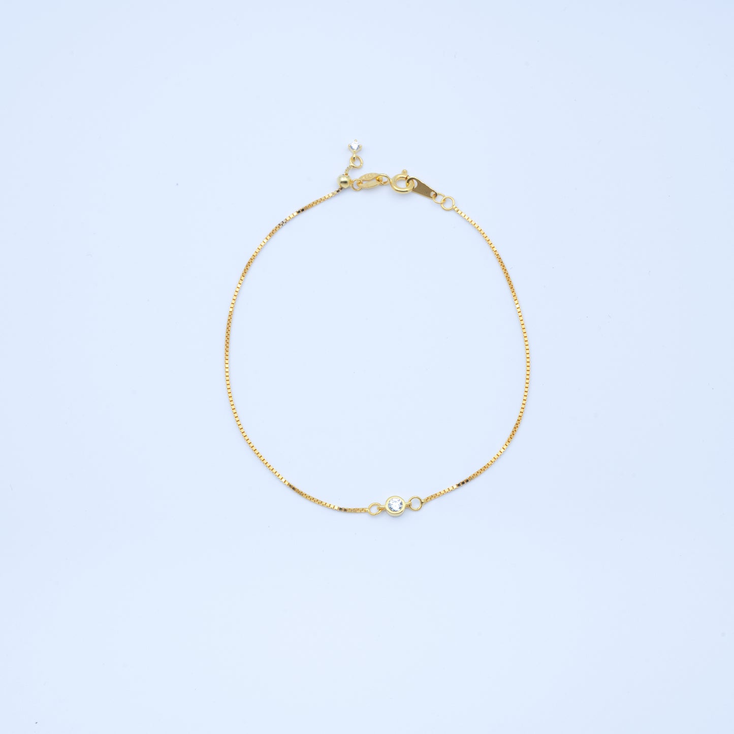 Single Diamond Gold-Plated Sterling Silver Bracelet