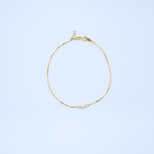 Single Diamond Gold-Plated Sterling Silver Bracelet