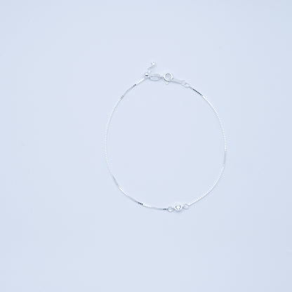 Single Diamond Sterling Silver Bracelet