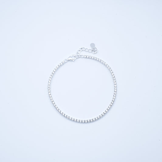 Sterling Silver Diamond-Studded Tennis Bracelet (2.0 mm)