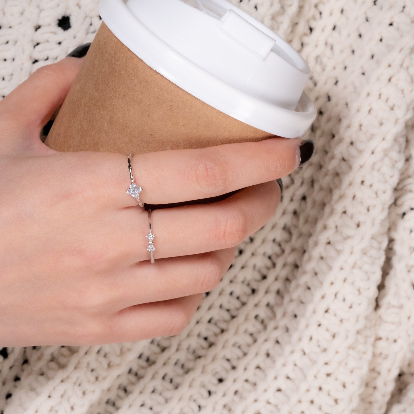 Elegant Sterling Silver Twisted Band Ring with Square