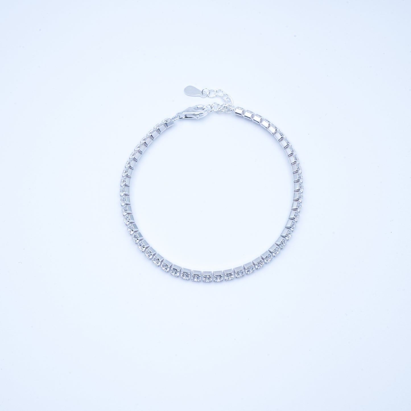 Sterling Silver Diamond-Studded Tennis Bracelet (3.0 mm)