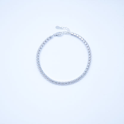 Sterling Silver Diamond-Studded Tennis Bracelet (3.0 mm)