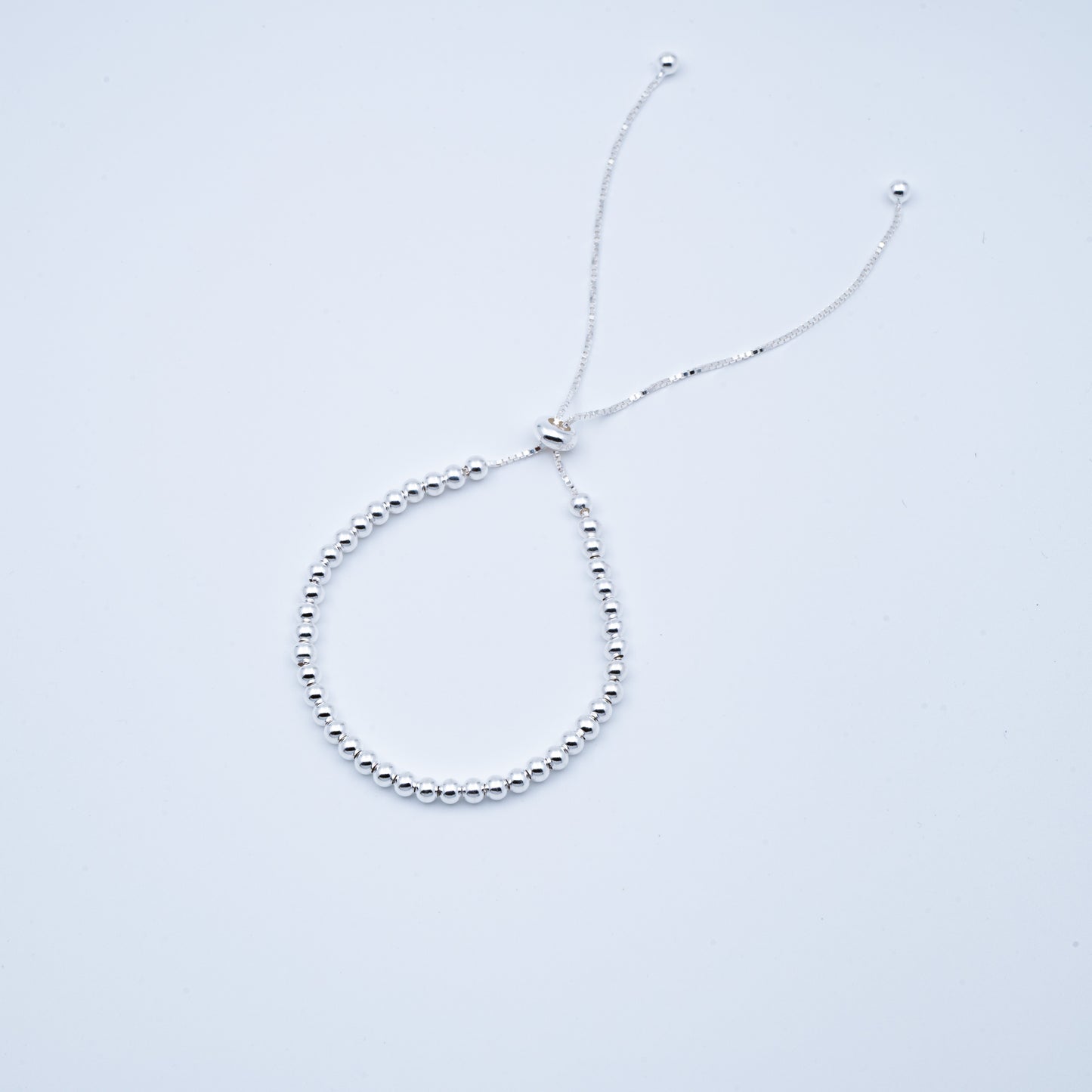 Adjustable Silver Beaded Bracelet for Women - Minimalist Dainty Stackable Jewelry