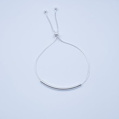 Adjustable Minimalist Bar Bracelet - Dainty Silver Slider Jewelry for Women