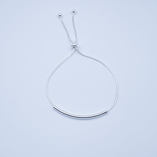 Adjustable Minimalist Bar Bracelet - Dainty Silver Slider Jewelry for Women