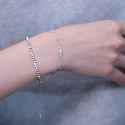 Single Diamond Sterling Silver Bracelet