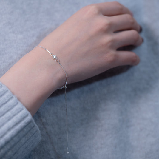 Single Diamond Sterling Silver Bracelet