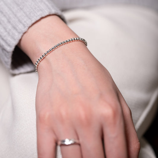 Adjustable Silver Beaded Bracelet for Women - Minimalist Dainty Stackable Jewelry