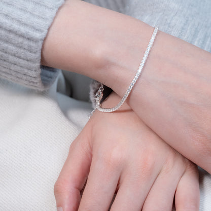 Sterling Silver Diamond-Studded Tennis Bracelet (2.0 mm)