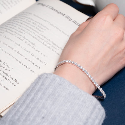 Sterling Silver Diamond-Studded Tennis Bracelet (3.0 mm)