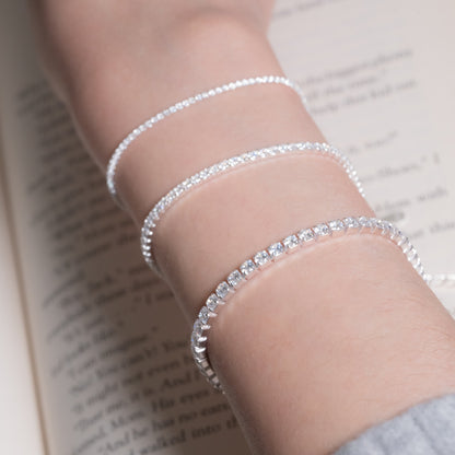 Sterling Silver Diamond-Studded Tennis Bracelet (3.0 mm)