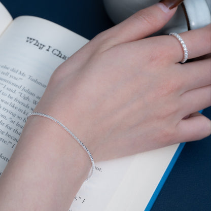 Sterling Silver Diamond-Studded Tennis Bracelet (1.2 mm)