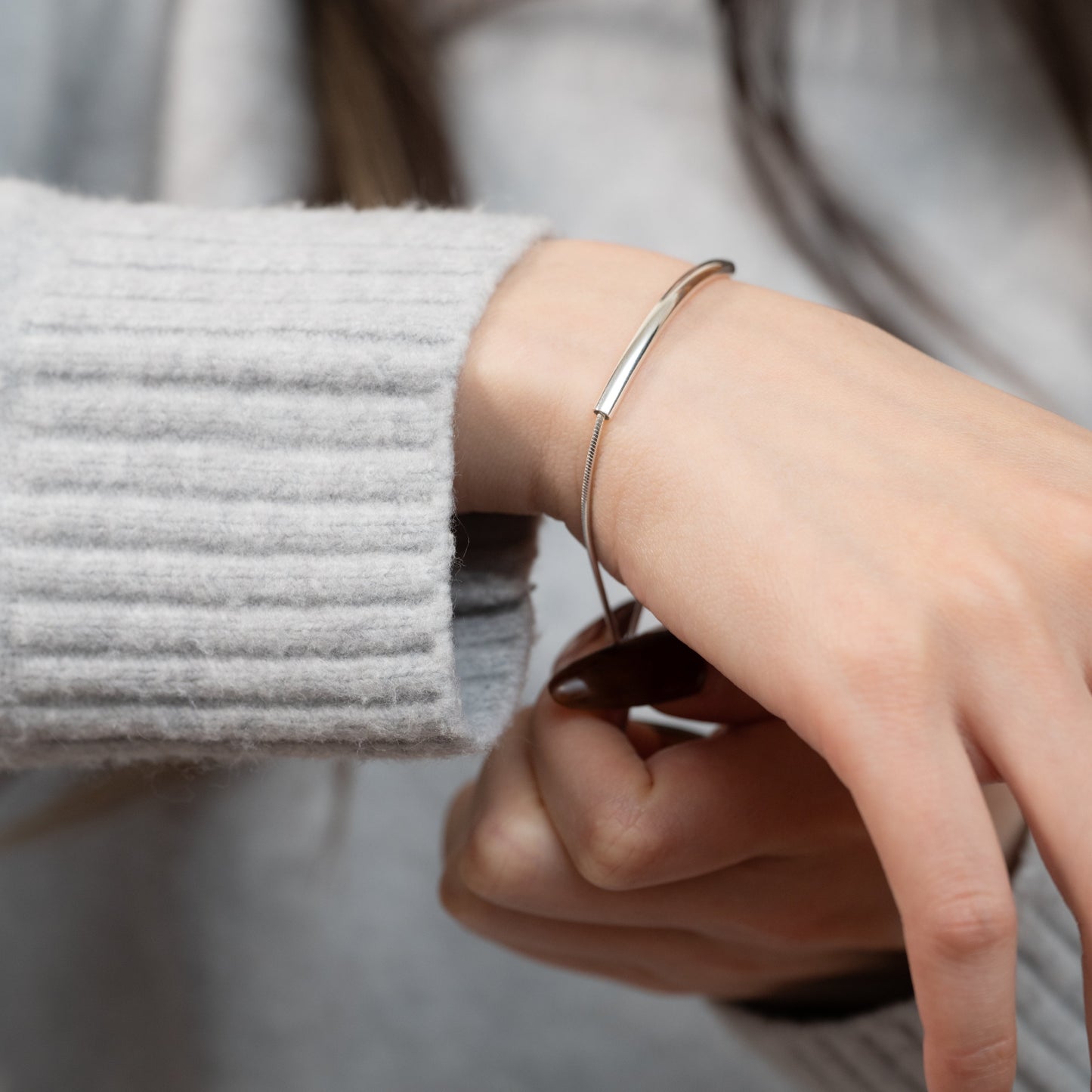 Adjustable Minimalist Bar Bracelet - Dainty Silver Slider Jewelry for Women