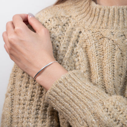 Adjustable Minimalist Bar Bracelet - Dainty Silver Slider Jewelry for Women